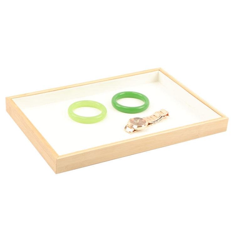 Bamboo Wood Velvet Multi-Functional Jewelry Display Tray Jewelry Storage Box Empty Tray, Style: