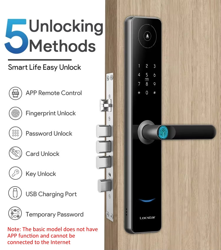 A60 Smart Fingerprint Password Door Lock With Doorbell, Spec: Basic Version Gold