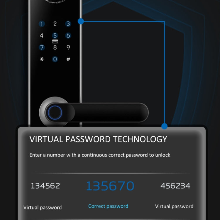 A60 Smart Fingerprint Password Door Lock With Doorbell, Spec: Tuya APP Version Gray