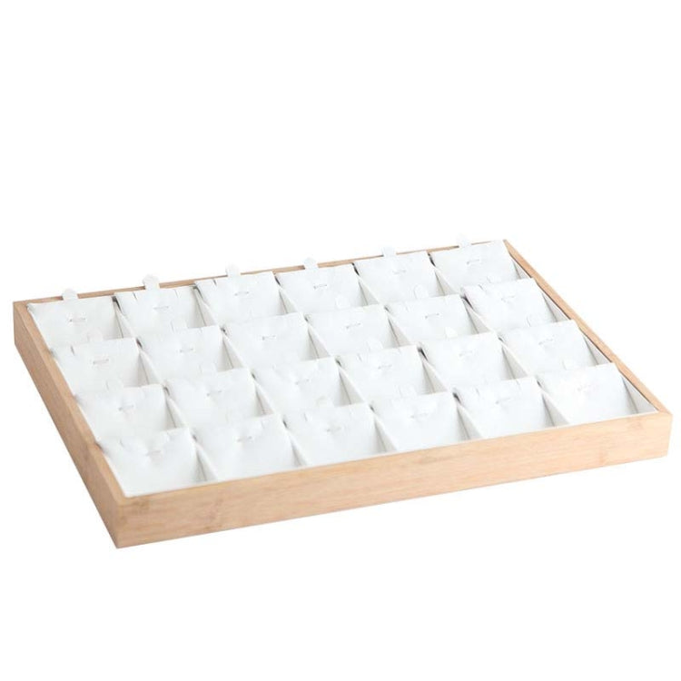 Bamboo Wooden Grid Liner Jewelry Display Tray Necklace Pendant Storage Tray Showcase, Style: