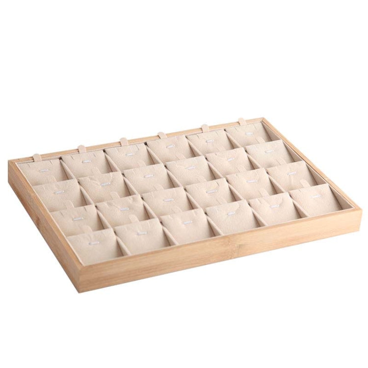 Bamboo Wooden Grid Liner Jewelry Display Tray Necklace Pendant Storage Tray Showcase, Style: