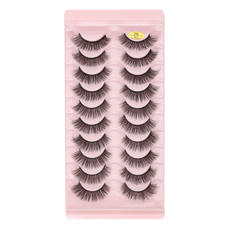 10pairs /Box Russian Strip Lashes 7D Imitation Mink Volume Fluffy Natural False Eyelashes 7D-