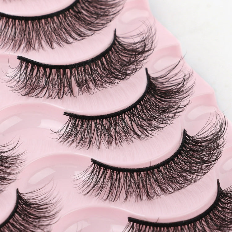 10pairs /Box Russian Strip Lashes 7D Imitation Mink Volume Fluffy Natural False Eyelashes 7D-