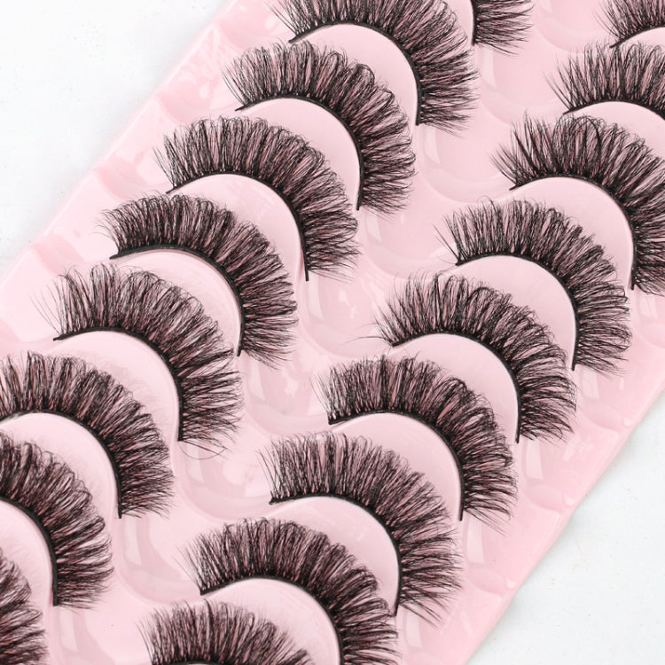 10pairs /Box Russian Strip Lashes 7D Imitation Mink Volume Fluffy Natural False Eyelashes 7D-
