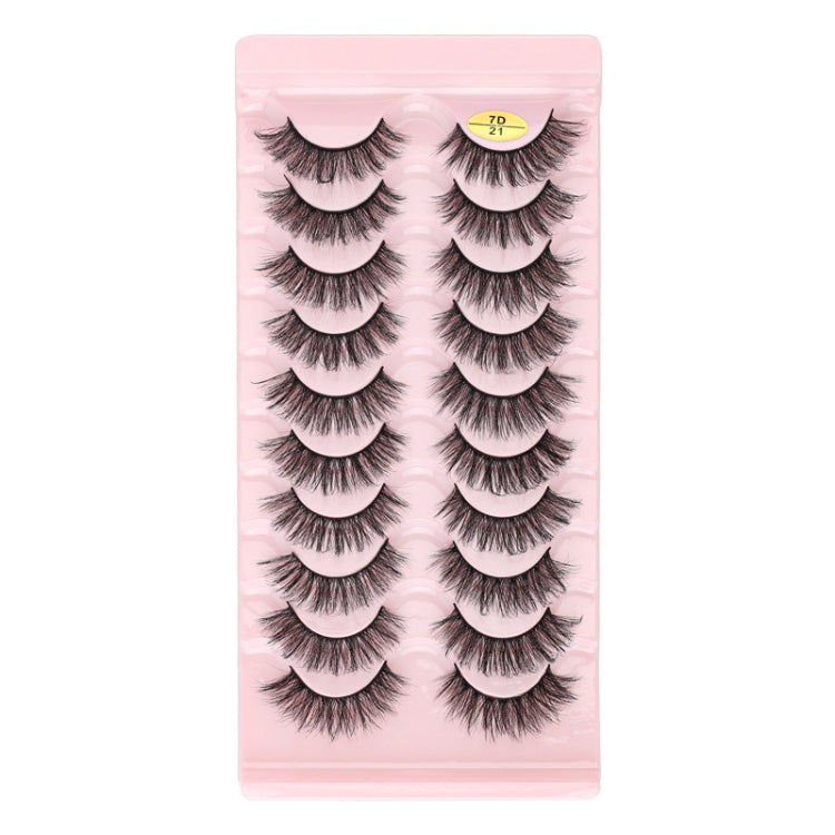 10pairs /Box Russian Strip Lashes 7D Imitation Mink Volume Fluffy Natural False Eyelashes 7D-