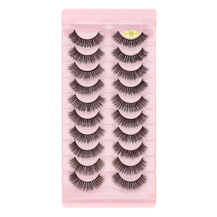 10pairs /Box Russian Strip Lashes 7D Imitation Mink Volume Fluffy Natural False Eyelashes 7D-