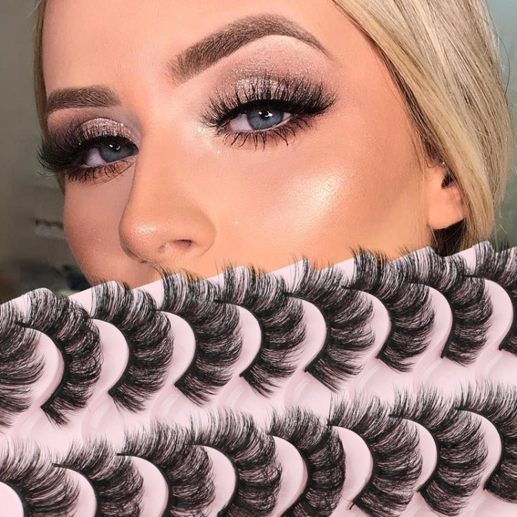 10pairs /Box Russian Strip Lashes 7D Imitation Mink Volume Fluffy Natural False Eyelashes 7D-
