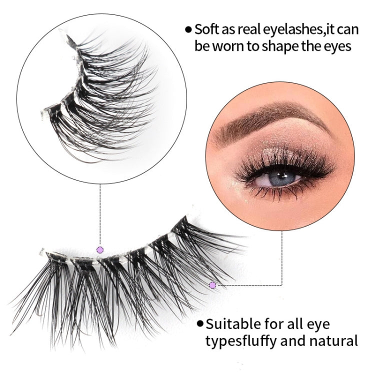 10pairs /Box Half False Eyelashes With Transparent Stems Natura Extension Lashes Y10