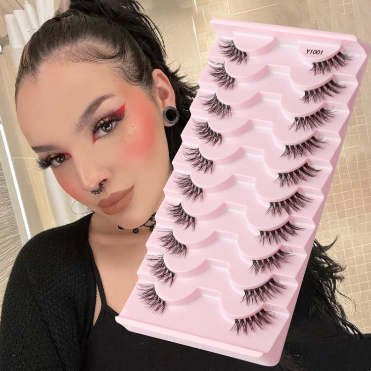10pairs /Box Half False Eyelashes With Transparent Stems Natura Extension Lashes Y10