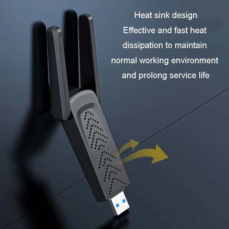 1300Mbps Wireless Network Card Gigabit Dual Band 5G Driverless Computer USB Network Card, Scope: