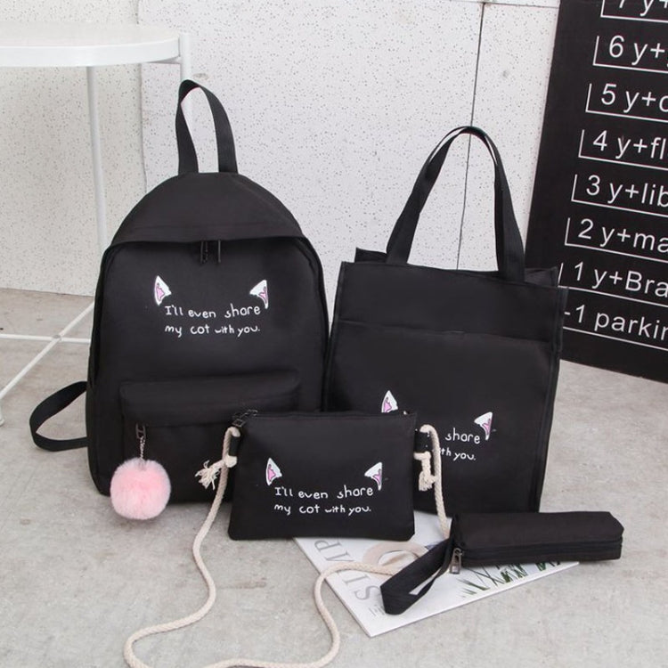4pcs /Set Student Schoolbag Casual Outdoor Traveling Shoulder Bag