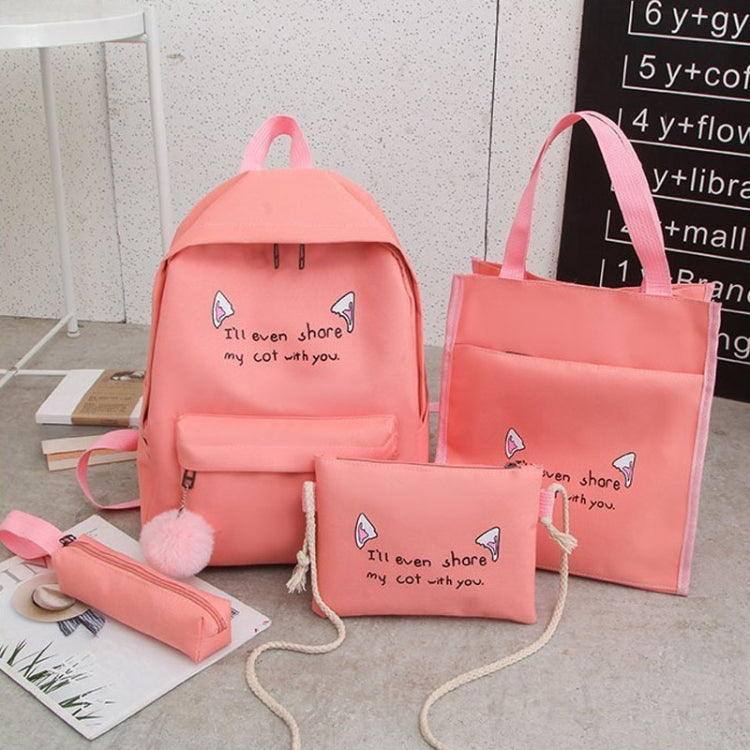 4pcs /Set Student Schoolbag Casual Outdoor Traveling Shoulder Bag