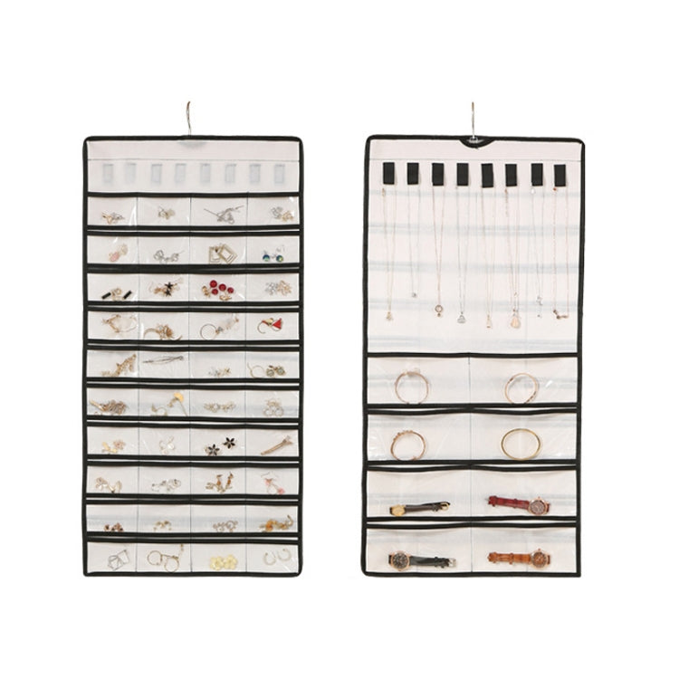 48-grid Jewelry Storage Hanging Bag Mon-woven Double-sided Jewelry Organizer Bag