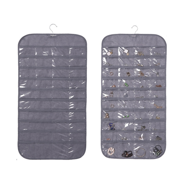 80-grid Jewelry Storage Hanging Bag Mon-woven Double-sided Jewelry Organizer Bag