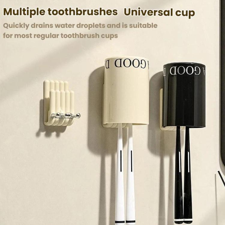 Electric Toothbrush Holder Minimalist Wall-Mounted Toothbrush Mouthwash Cup Hanging Storage Rack - Cream Style