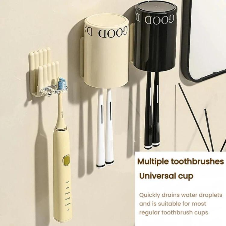 Electric Toothbrush Holder Minimalist Wall-Mounted Toothbrush Mouthwash Cup Hanging Storage Rack - Cream Style