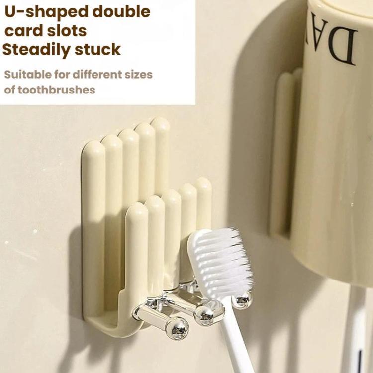 Electric Toothbrush Holder Minimalist Wall-Mounted Toothbrush Mouthwash Cup Hanging Storage Rack - Cream Style