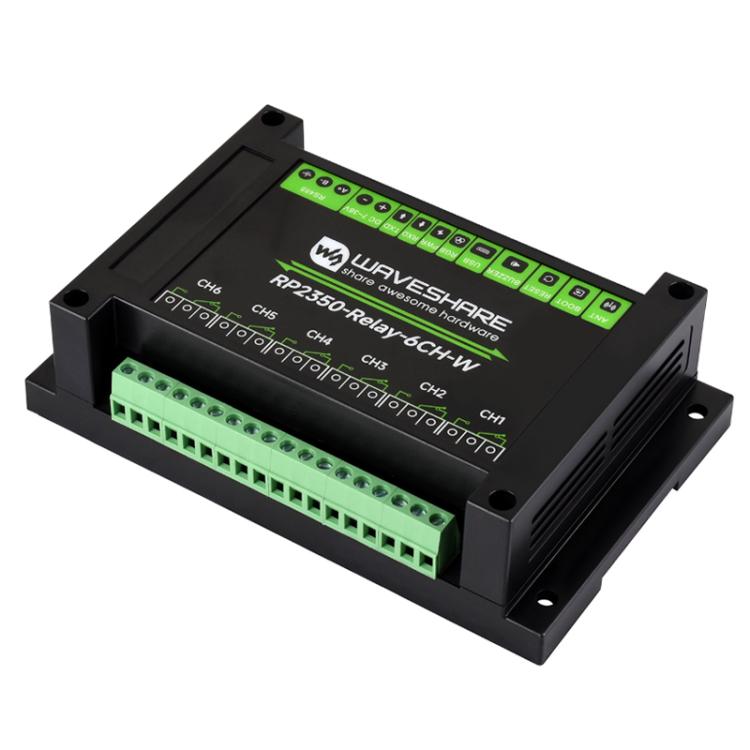WAVESHARE RP2350 Industrial Control Board 6-Channel Relay Module, Based On RP2350 Microcontroller, Supports Wxternal Interfaces RS485 And Pico - With Wi-Fi Module