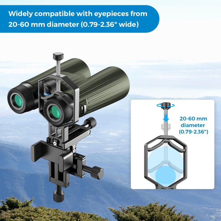 APEXEL APL-F003 Telescope Triaxial Metal Adapter Cell Phone Camera Eyepiece Connector - Black