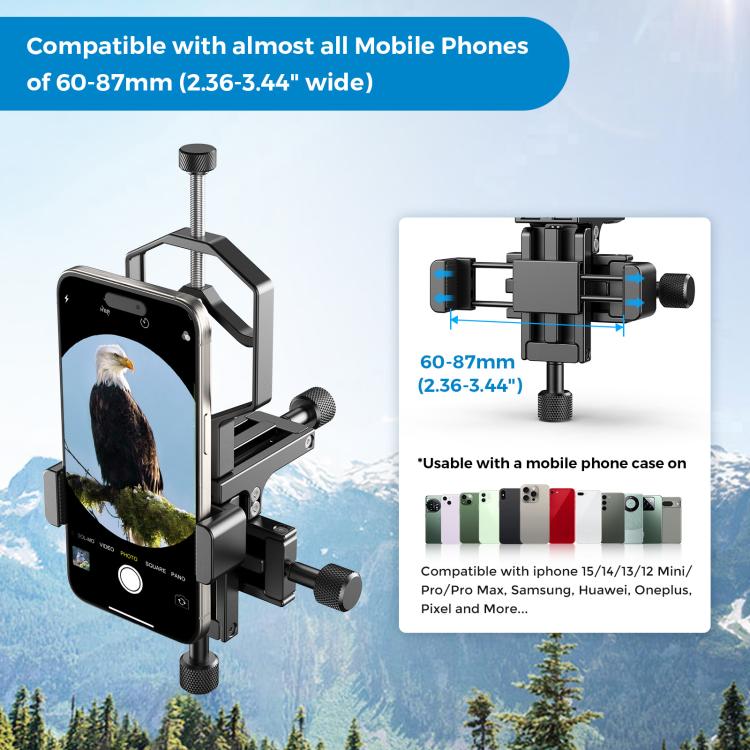 APEXEL APL-F003 Telescope Triaxial Metal Adapter Cell Phone Camera Eyepiece Connector - Black