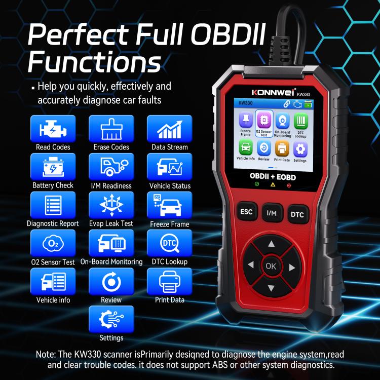 KONNWEI Automotive OBD2 Fault Diagnostic Tool Engine Code Reader 9 Languages