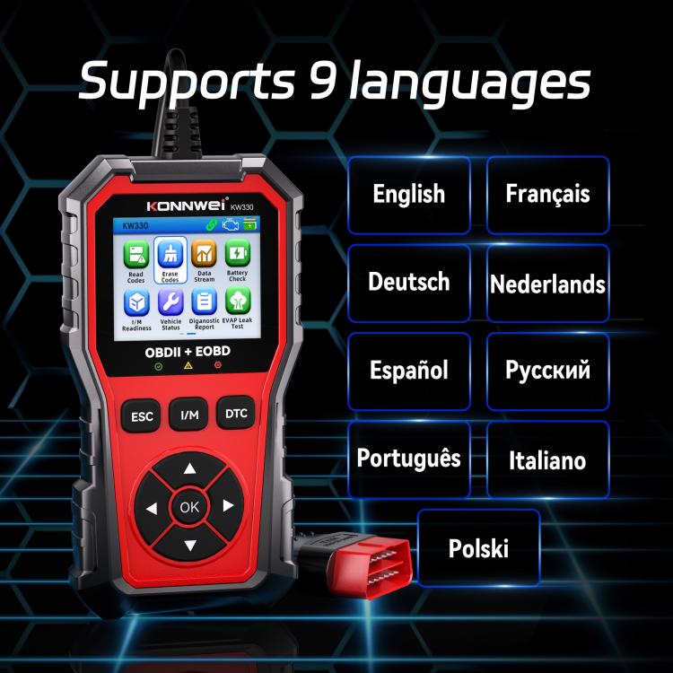KONNWEI Automotive OBD2 Fault Diagnostic Tool Engine Code Reader 9 Languages