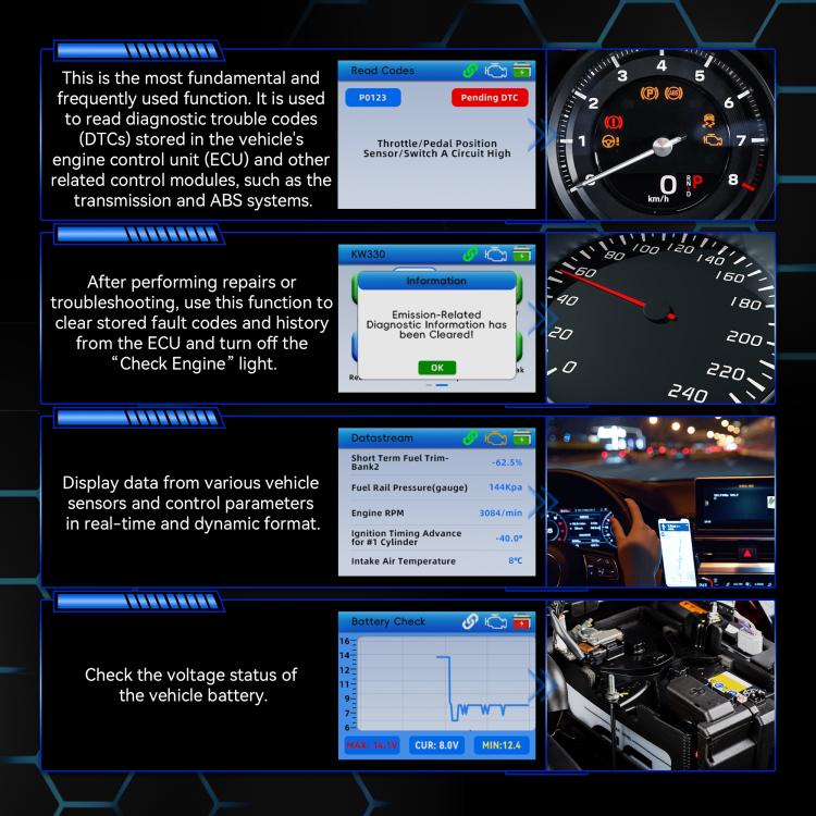 KONNWEI Automotive OBD2 Fault Diagnostic Tool Engine Code Reader 9 Languages