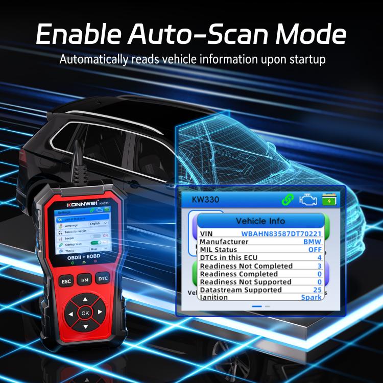 KONNWEI Automotive OBD2 Fault Diagnostic Tool Engine Code Reader 9 Languages