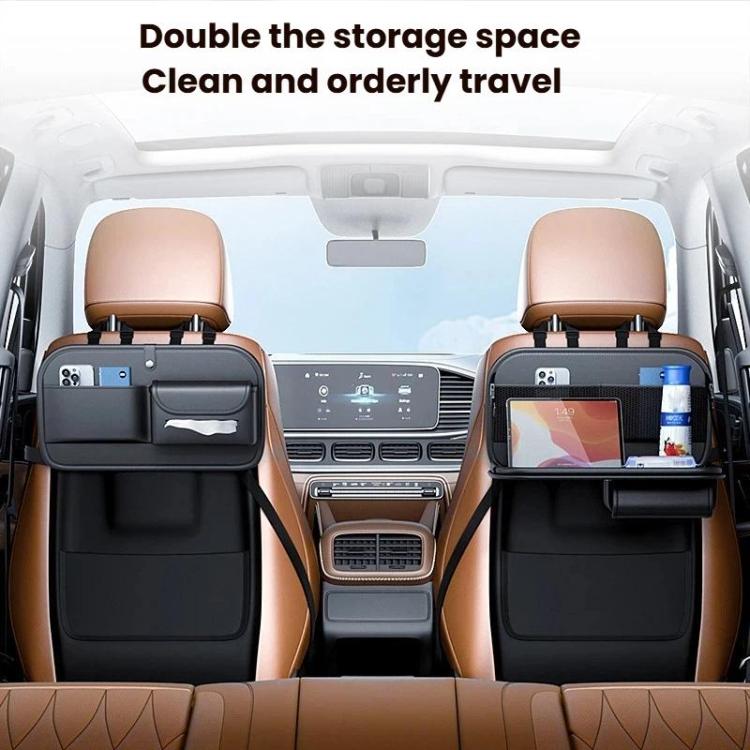 Car Rear Seat Back Storage Bag Large Capacity Foldable Chair Back Storage Pouch - Black
