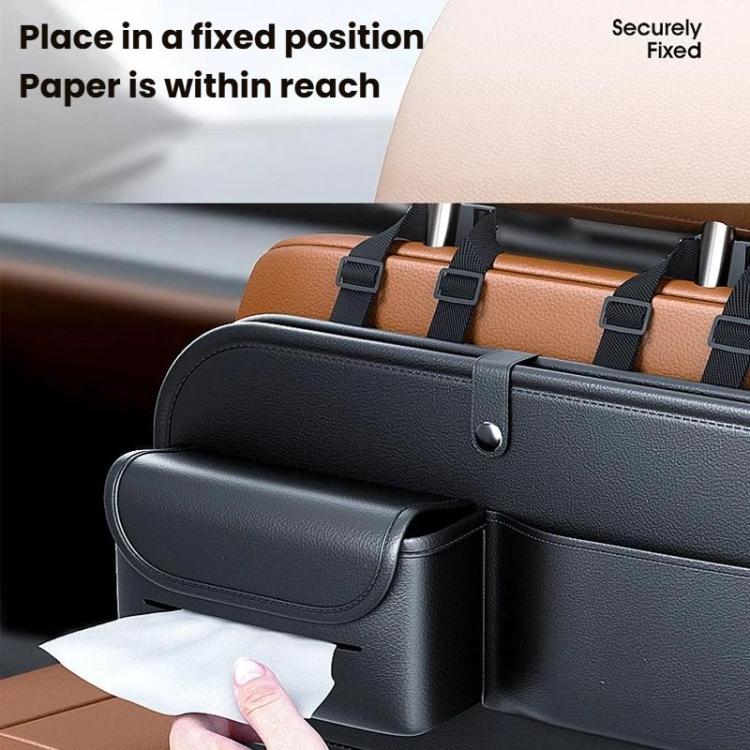 Car Rear Seat Back Storage Bag Large Capacity Foldable Chair Back Storage Pouch - Black
