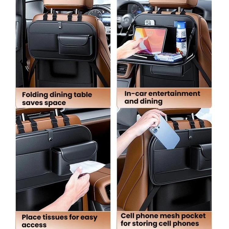 Car Rear Seat Back Storage Bag Large Capacity Foldable Chair Back Storage Pouch - Black