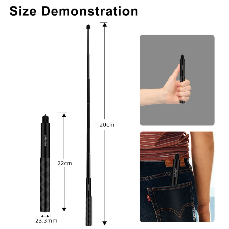 aMagisn 120cm Invisible Straight Pull Selfie Stick Sports Camera Accessories, Specification: Single Rod