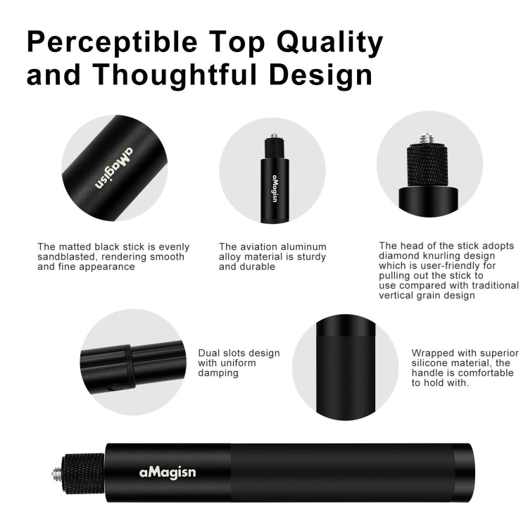 aMagisn 120cm Invisible Straight Pull Selfie Stick Sports Camera Accessories, Specification: Single Rod