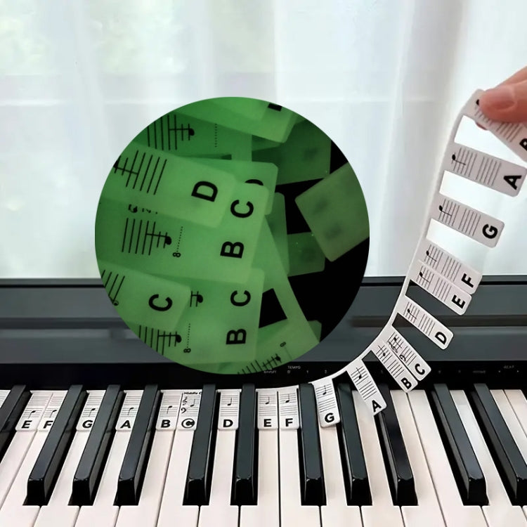 Luminous Silicone Piano Notes Guide Removable Piano Keyboard, Spec: 88 Keys Black Text