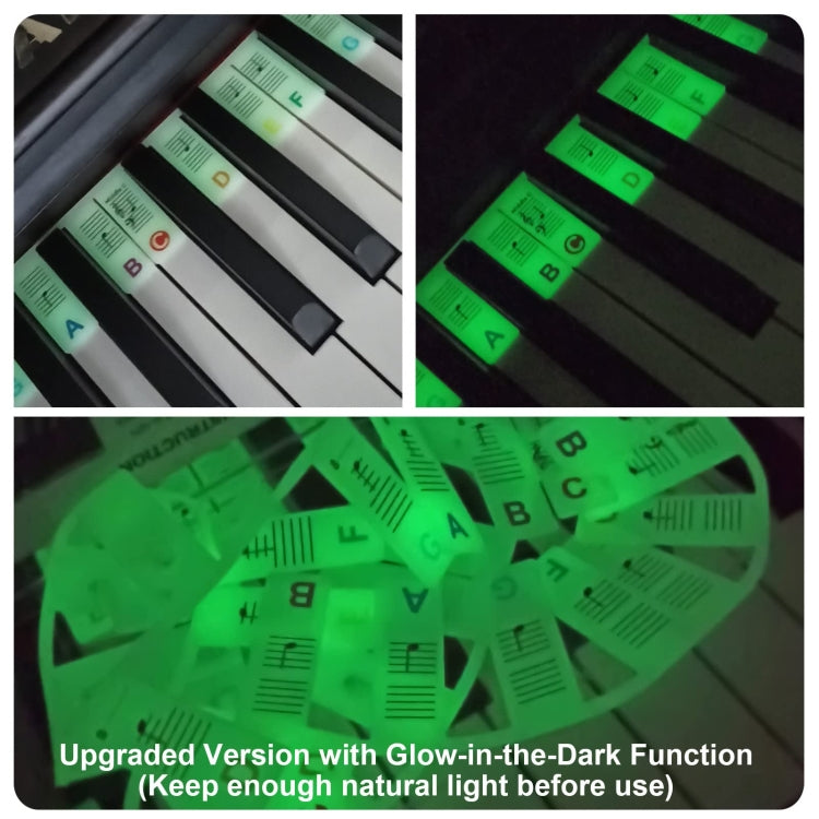 Luminous Silicone Piano Notes Guide Removable Piano Keyboard, Spec: 88 Keys Color Text