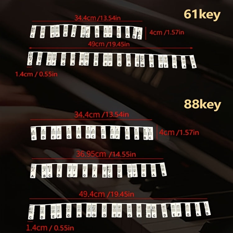 Luminous Silicone Piano Notes Guide Removable Piano Keyboard, Spec: 88 Keys Color Text