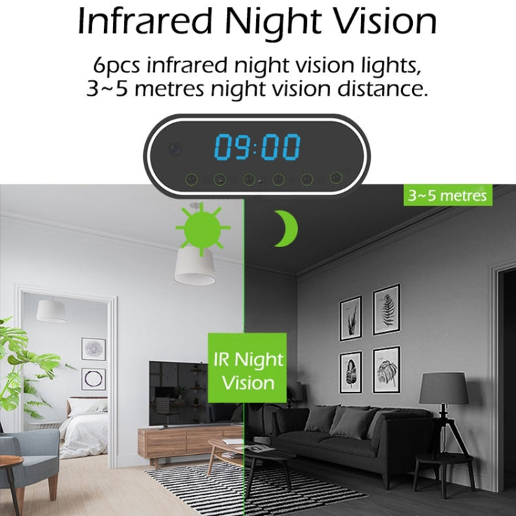 1080P HD H.264 WiFi Table Clock Mini Camera Camcorder Alarm Set without Memory Card, Support Night Vision, Motion Detection