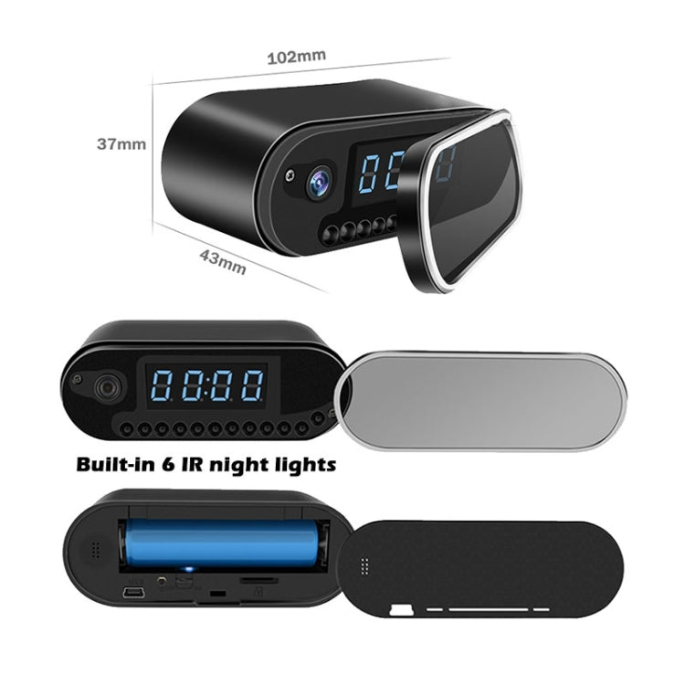 1080P HD H.264 WiFi Table Clock Mini Camera Camcorder Alarm Set without Memory Card, Support Night Vision, Motion Detection