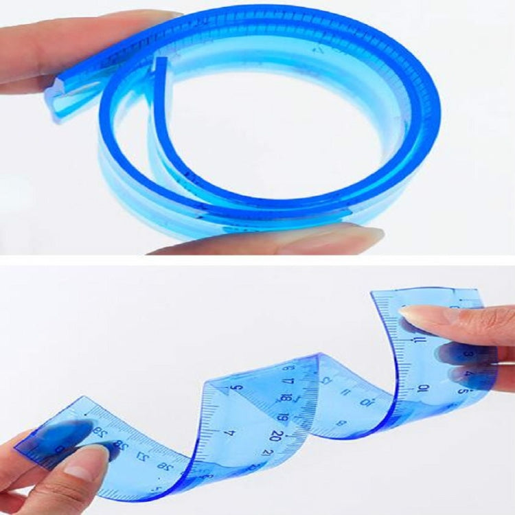 Soft Ruler Student Flexible Ruler Tape Measure Straight Ruler Office School Supplies, Length:20cm(Blue / Green Random Delivery)