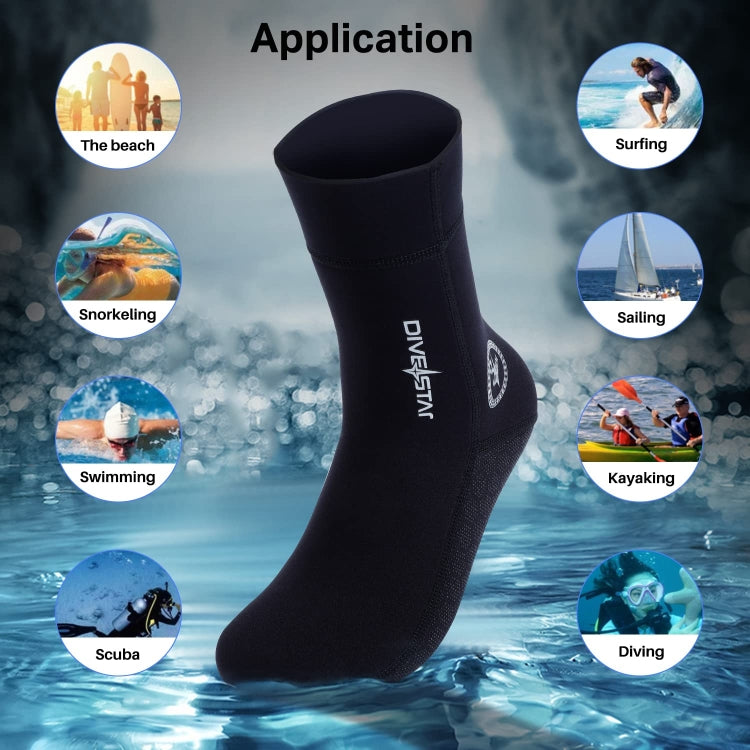 DIVESTAR Diving Neoprene Socks For Men Women Scuba Booties, Spec: 3mm Black