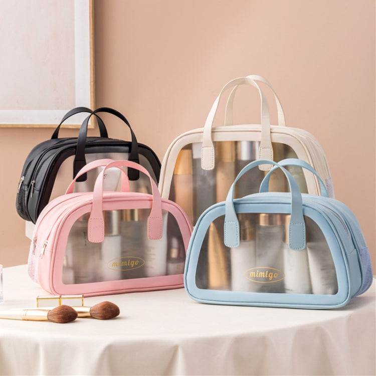 PU Dry And Wet Separation Washing Bag Double Layer Large Capacity Handheld Cosmetic Bag, Color: Beige Large