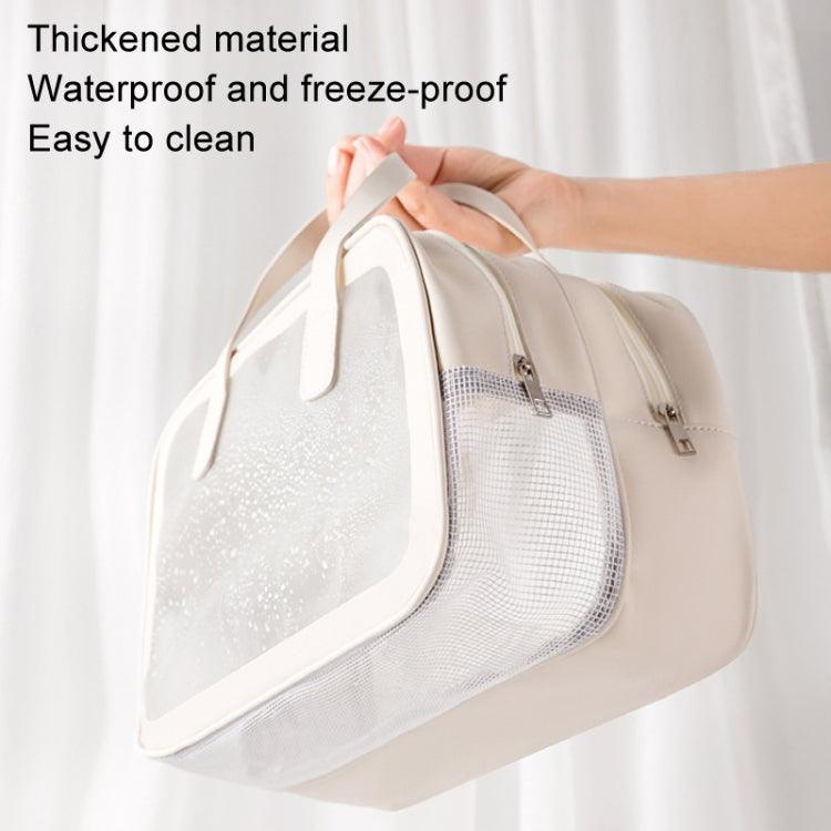 PU Dry And Wet Separation Washing Bag Double Layer Large Capacity Handheld Cosmetic Bag, Color: Pink Median