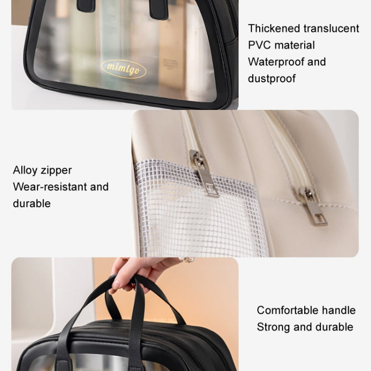 PU Dry And Wet Separation Washing Bag Double Layer Large Capacity Handheld Cosmetic Bag, Color: Black Medium