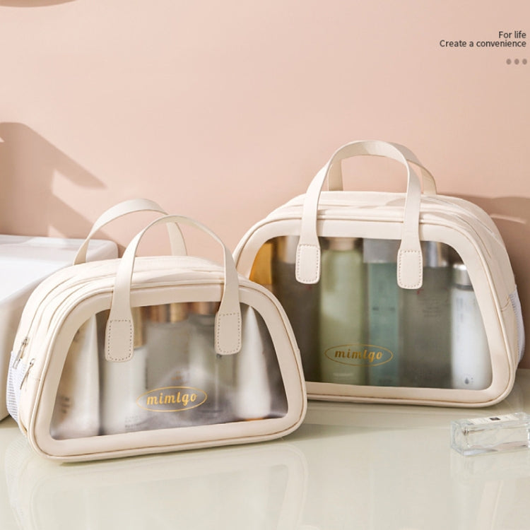 PU Dry And Wet Separation Washing Bag Double Layer Large Capacity Handheld Cosmetic Bag, Color: Pink Median