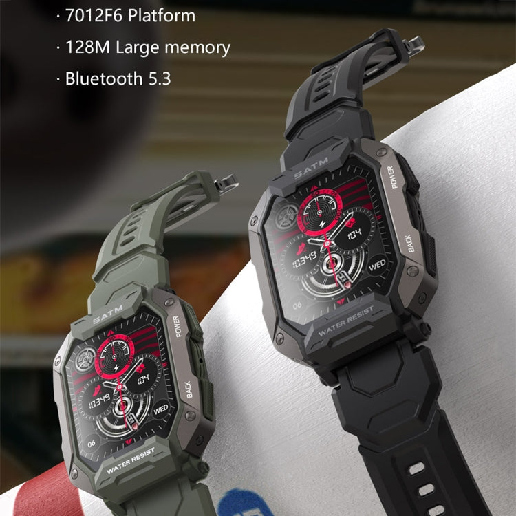 C20Plus 1.81-inch Health Monitoring Waterproof Bluetooth Call Smart Watch, Color: Camouflage Green