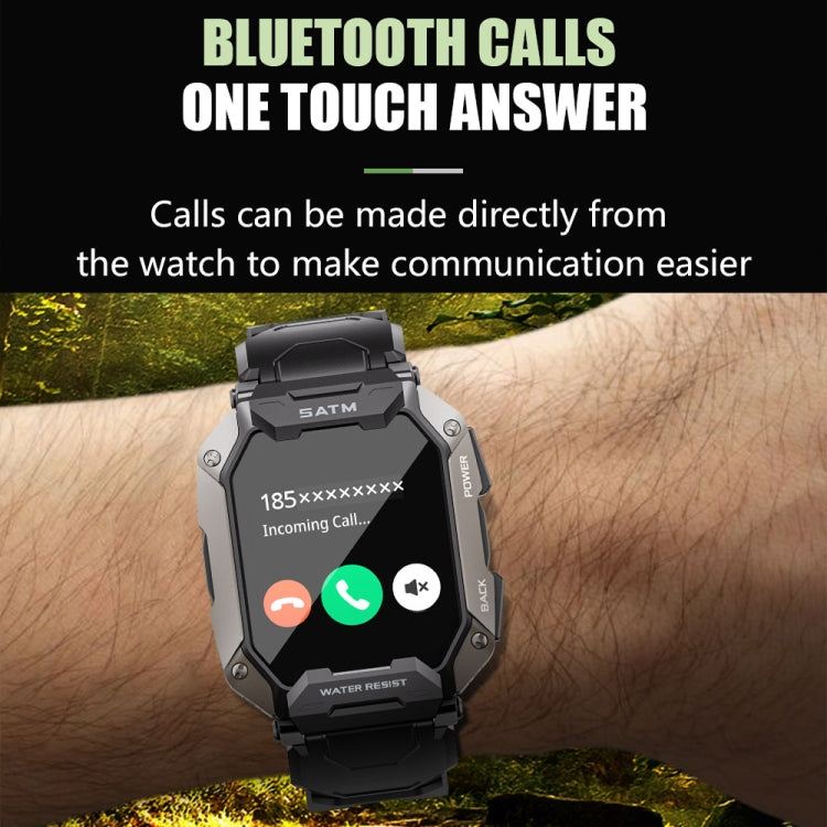 C20Plus 1.81-inch Health Monitoring Waterproof Bluetooth Call Smart Watch, Color: Camouflage Green