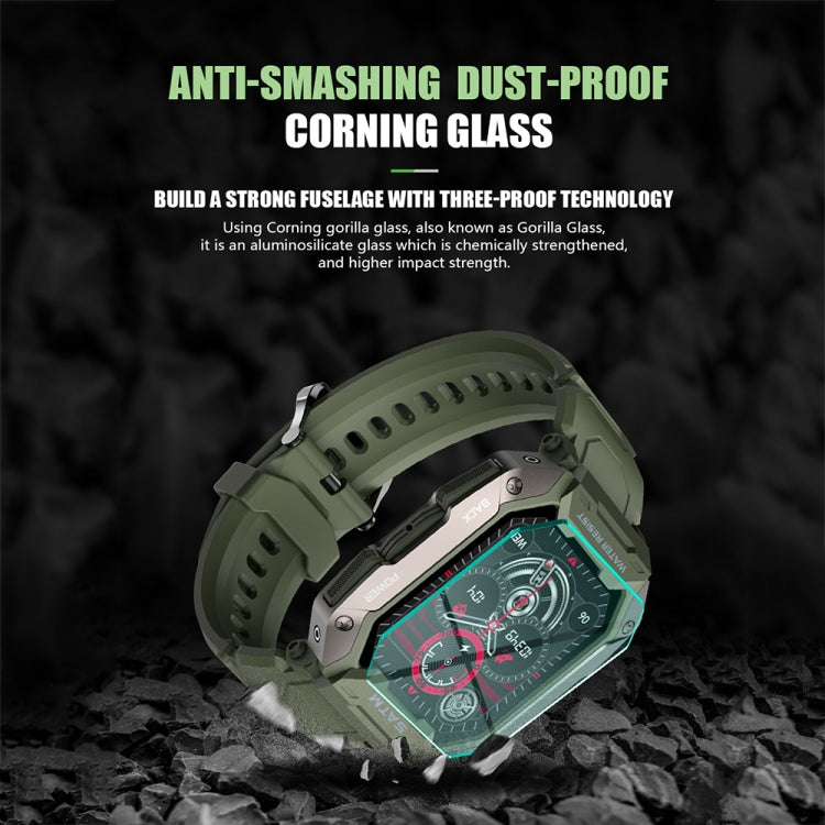 C20Plus 1.81-inch Health Monitoring Waterproof Bluetooth Call Smart Watch, Color: Camouflage Green