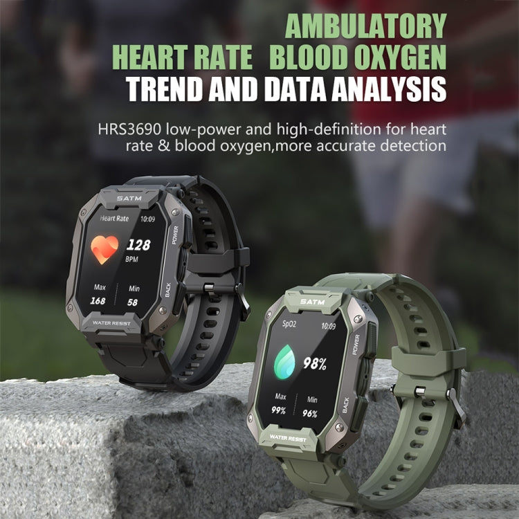 C20Plus 1.81-inch Health Monitoring Waterproof Bluetooth Call Smart Watch, Color: Camouflage Green