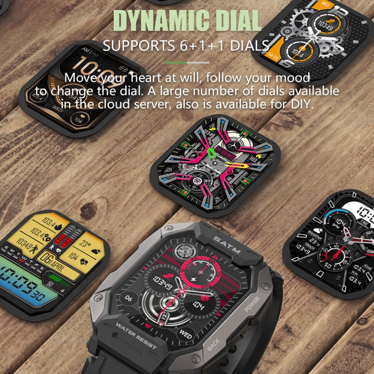 C20Plus 1.81-inch Health Monitoring Waterproof Bluetooth Call Smart Watch, Color: Camouflage Green