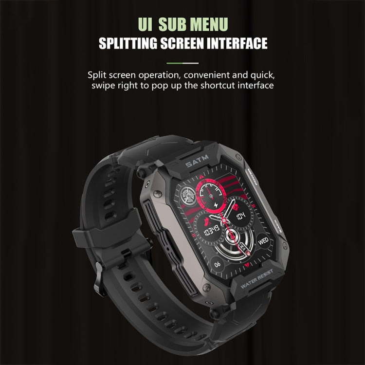 C20Plus 1.81-inch Health Monitoring Waterproof Bluetooth Call Smart Watch, Color: Camouflage Green